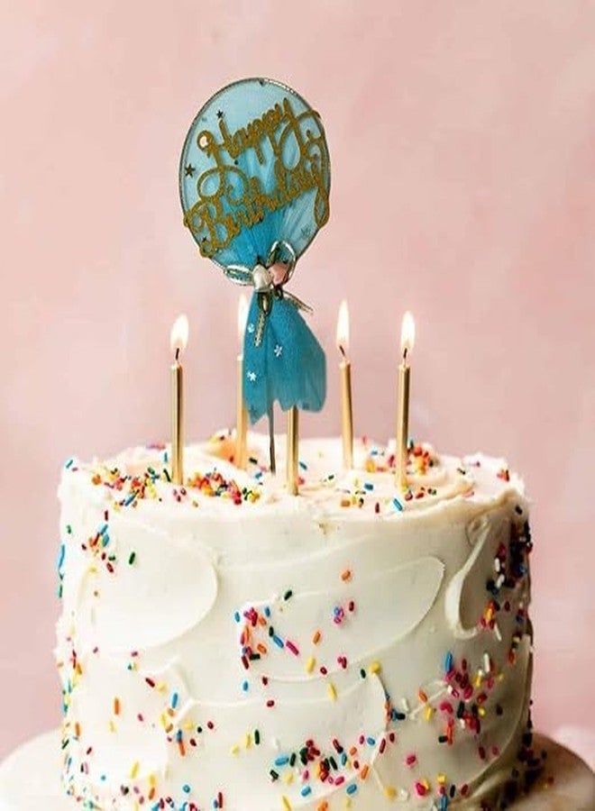 pop colours Happy Birthday Cake Toppers | With Net cake topper | Special Cake Decoration Topper | Exquisite Cake Toppers | 1 Pcs (Sky Blue) - Image 2